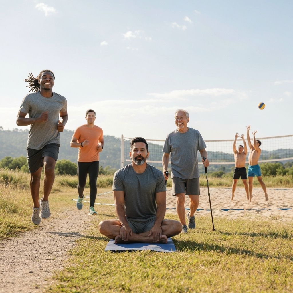 Diverse individuals engaged in active lifestyle and outdoor activities